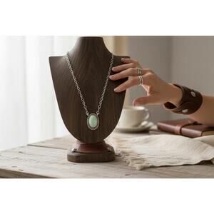 18" Paloma Turquoise Oval 925 Sterling Silver Necklace